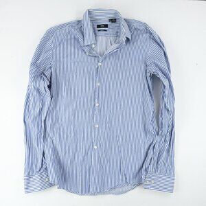 Hugo Boss Sharp Fit Dress Shirt Mens 16.5 36/37 Striped blue Long Sleeve Button